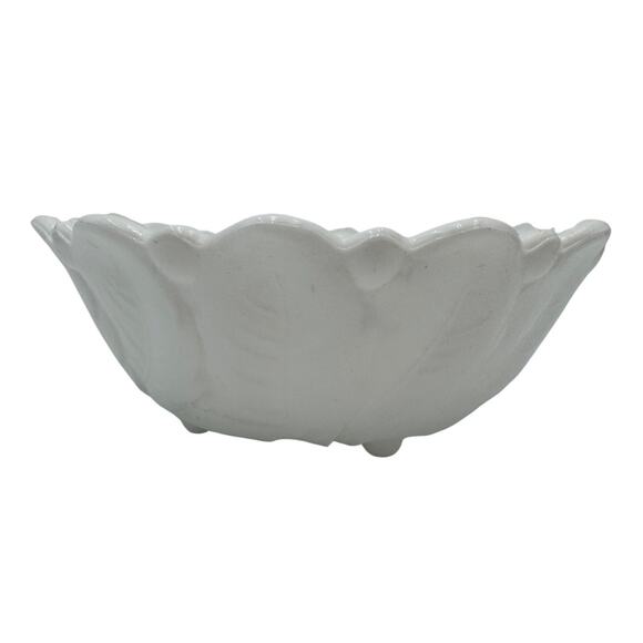 Vtg Milk Glass Footed Bowl Wild Rose by Indiana Glass Master Berry Bowl 3.5 x 9" - Picture 1 of 7